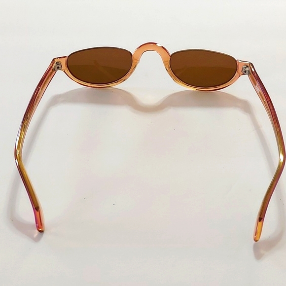 Francis Klein Malte Half Rim Cat Eye Peach Brown Sunglasses Dark Lens Never Worn